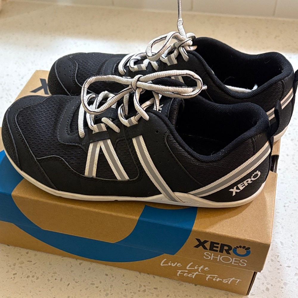 Xero Prio Shoes Black and White Running Shoe
